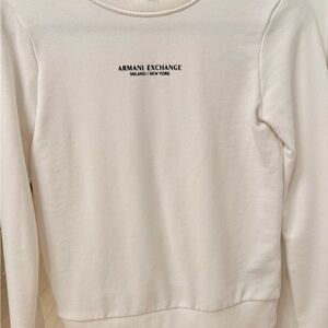 Armani Exchange Cream Crewneck Sweatshirt with Black Logo